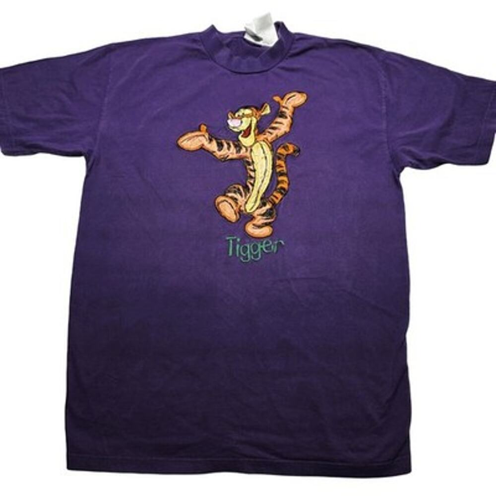 Winnie The Pooh Tigger T-Shirt Women's Large Purple Embroidered Disney Store